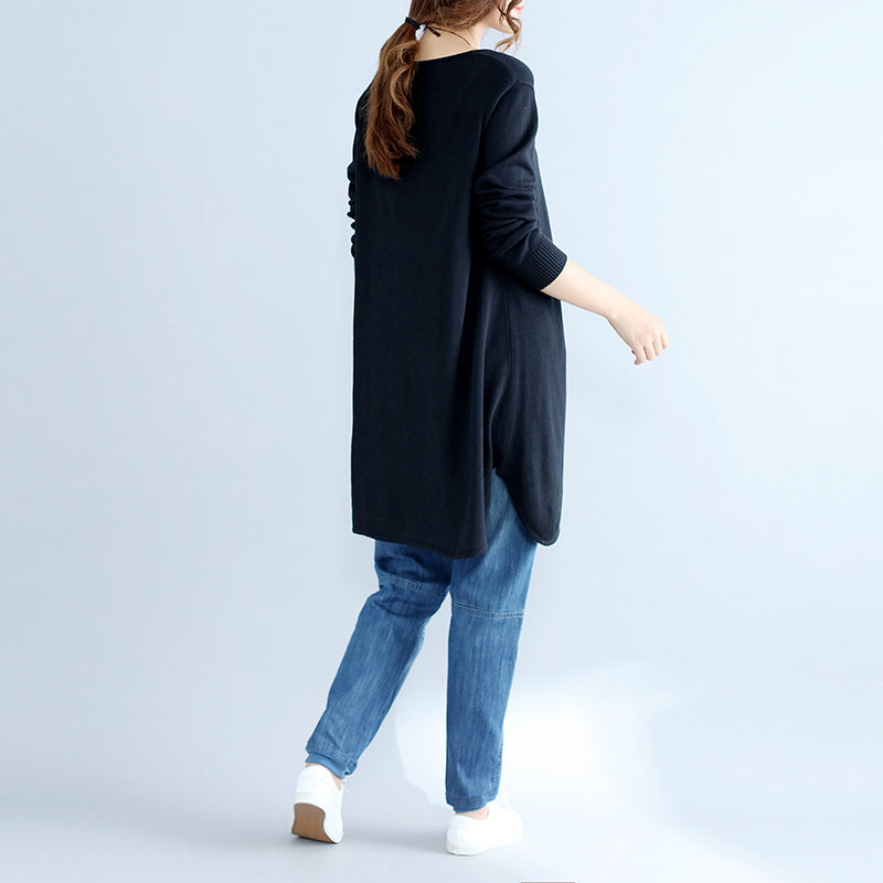 Black Knit Sweater Dresses Long Sleeve Knit Dress