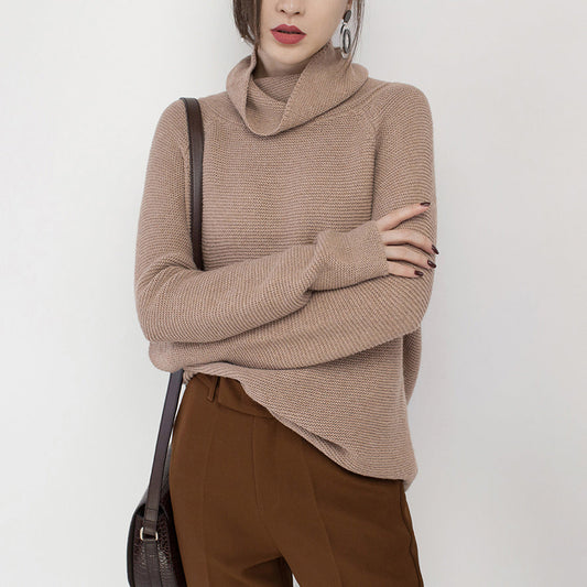 Boutique Khaki Knit Sweaters High Neck Sweaters Fine Baggy Top