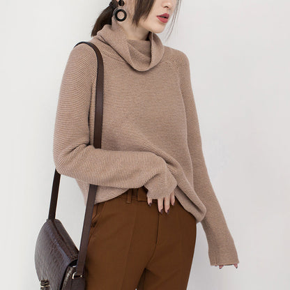 Boutique Khaki Knit Sweaters High Neck Sweaters Fine Baggy Top