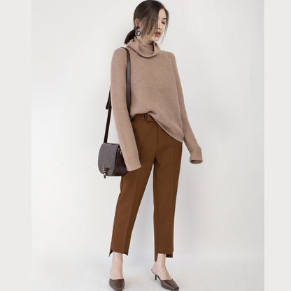 Boutique Khaki Knit Sweaters High Neck Sweaters Fine Baggy Top