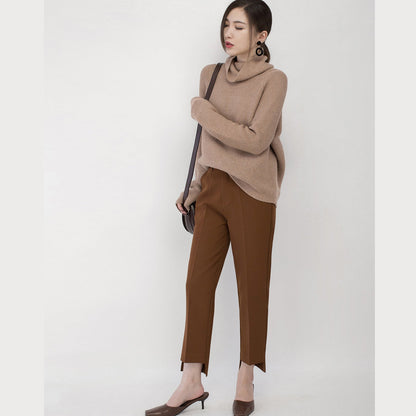 Boutique Khaki Knit Sweaters High Neck Sweaters Fine Baggy Top