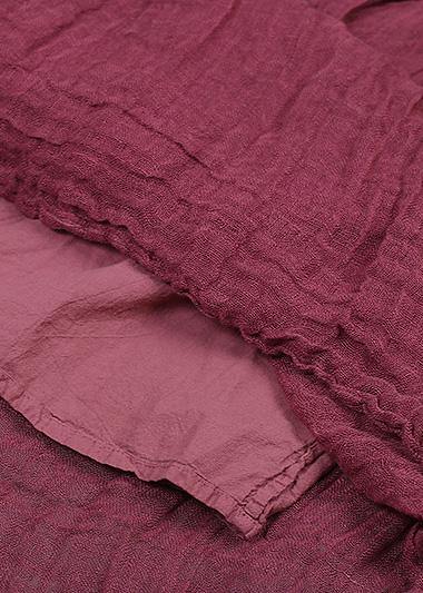 Burgundy Linen Fall New Skirts Loose Elastic Waist Maxi Skirts