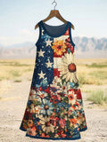 Women's Vintage Independence Day Linen Blend Tank Dress artswardrobe