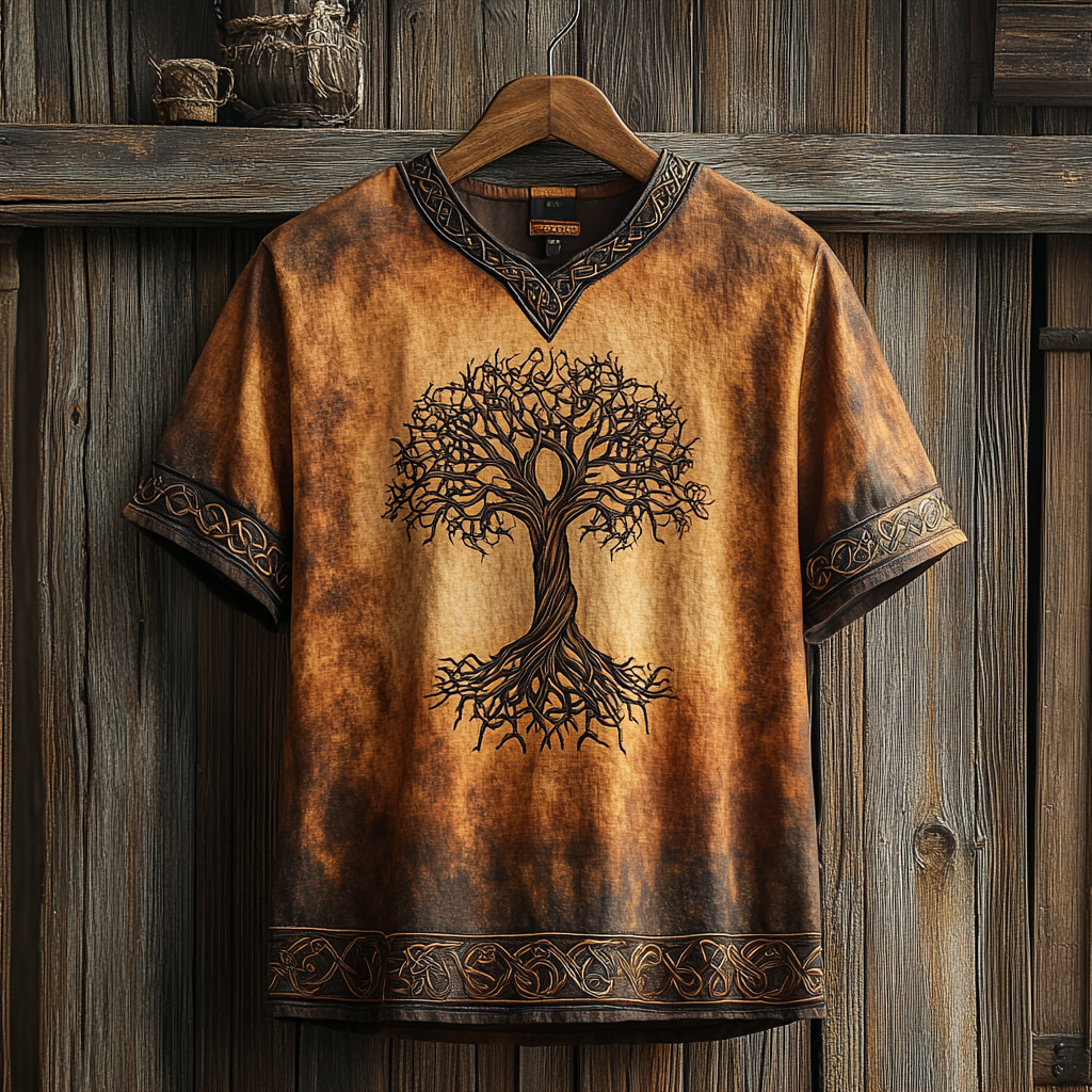 Men's Viking Celtic Knot Art Linen V-neck T Shirt artswardrobe