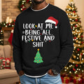 Comstylish Men's Christmas Print Crew Neck Casual Sweatshirt