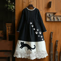 Vintage Abstract Creative Cute Black Cat Art Maxi Dress artswardrobe