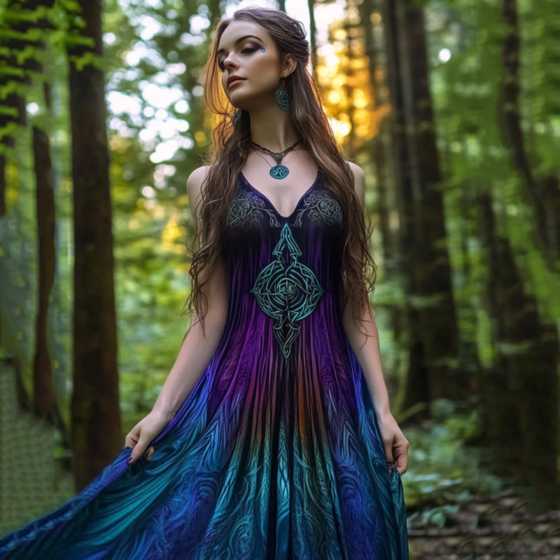Vintage Viking Gradient Tribal Pattern Comfy Tank Dress artswardrobe