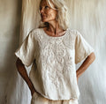 Comstylish Vintage Floral Art Cotton Linen Comfy Shirt