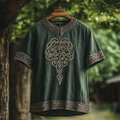 Men's Vintage Viking Celtic Art Linen Shirt artswardrobe