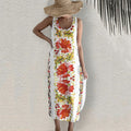 Comstylish Red Botanical Flower Pattern Sleeveless Dress