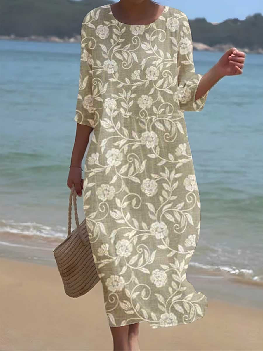 Women's Elegant   Beach Resort Floral Pattern Flowing Dress