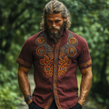 Men's Vintage Viking Print Short Sleeve Shirt artswardrobe