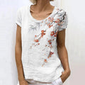 Comstylish Japanese Retro Plum Bamboo Ink Painting Art Print Casual T-Shirt