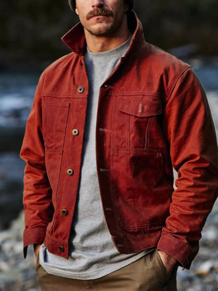 Men's Outdoor Vintage Country Button-Up Jacket artswardrobe