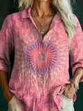 Women's Kaleidoscope Tattoo Pattern Art Print Casual Cotton Shirt