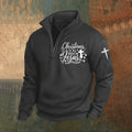 Comstylish Men's Christmas Faith Print Zipper Stand Collar Sweatshirt