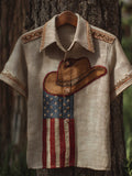 Comstylish Independence Day Western Cowboy Hat Short-sleeved Shirt
