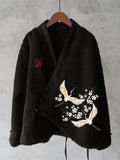 Comstylish Vintage Japanese Crane Plum Blossom Art Casual Design Kimono