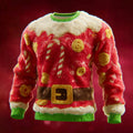 Comstylish Men's Fun Christmas Candy Color Block Crew Neck Plush Sweatshirt