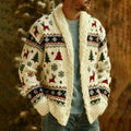 Comstylish Men's Vintage Christmas Pattern Knitted Sweater Cardigan