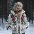 Comstylish Viking Style Celtic Knot Rose Hooded Cardigan Sweater