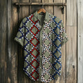 Men's Retro Amish Ocean Waves Linen Shirt artswardrobe