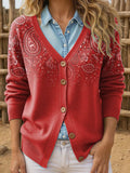 Women's Casual Western Print Vintage Cardigan elevenforest