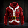 Comstylish Retro Fun Christmas Elements Design Men's Hooded Flannel Sweatshirt