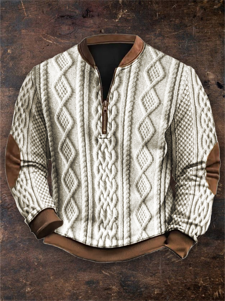 Men's Vintage Viking Cable Knit Zip Up Sweatshirt elevenforest