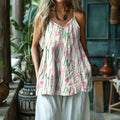 Vintage Floral Art Pattern V-neck Tank Top artswardrobe