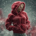 Comstylish Women's Solid Color Christmas Thickened Plush Hoodie
