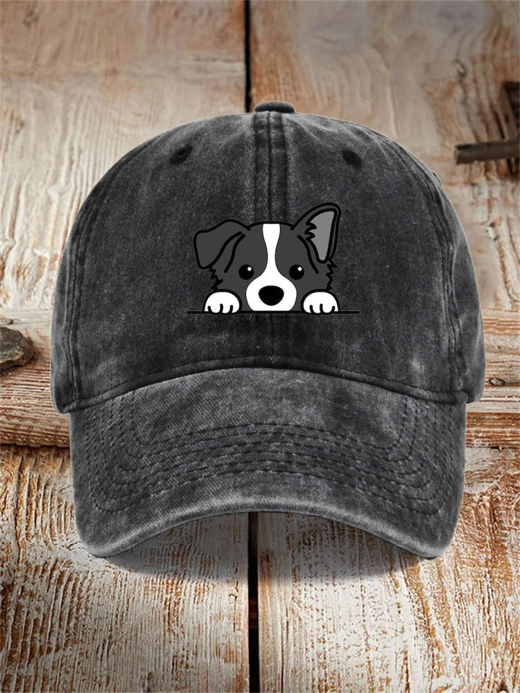 Comstylish Unisex Casual Pet Dog Print Washed Hat