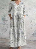 Vintage Lace Floral Women's Linen Maxi Dress artswardrobe