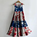 Women's Star Flag Color Matching Pattern Art Print Round Neck Sleevele