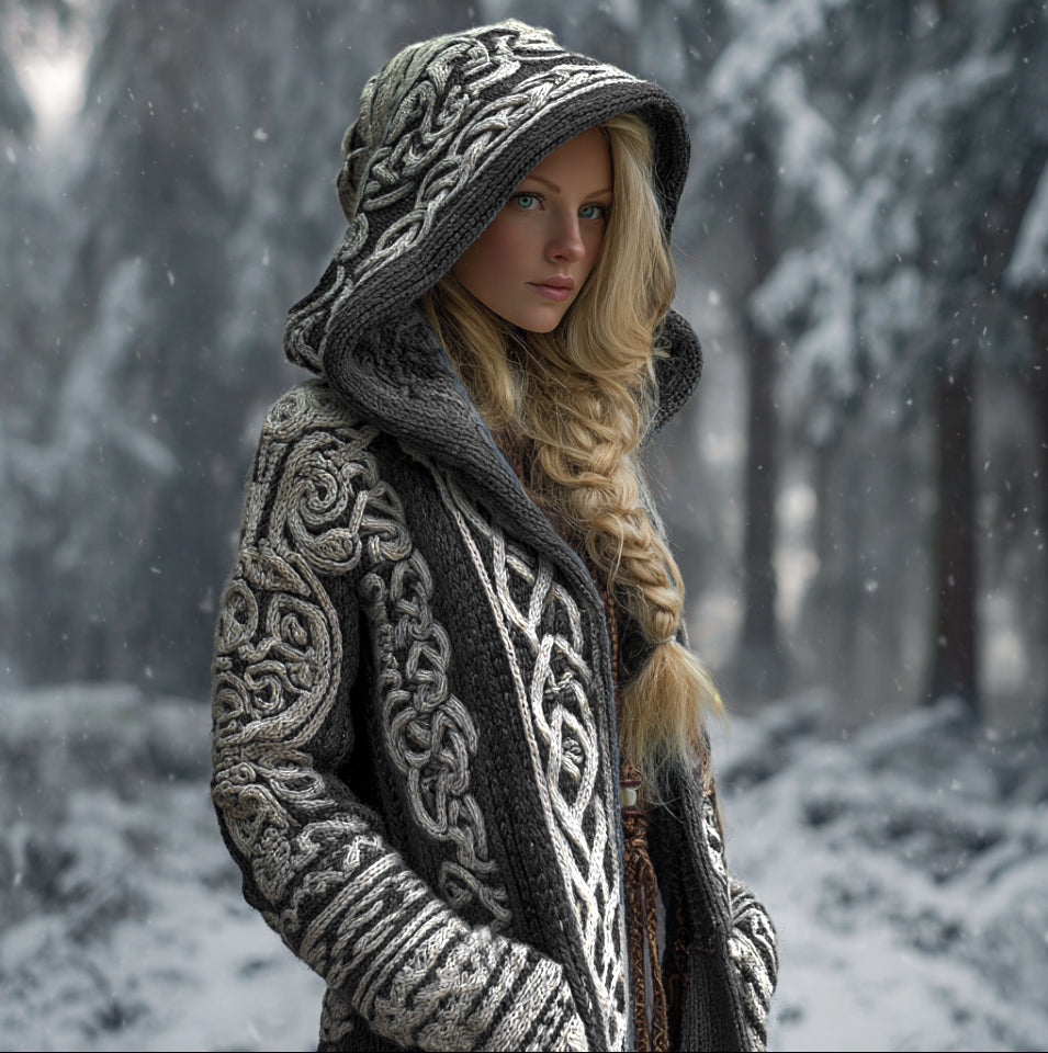 Viking Style Women's Thick Sweater Coat elevenforest