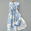 Comstylish Floral Print Lapel Casual Midi Dress