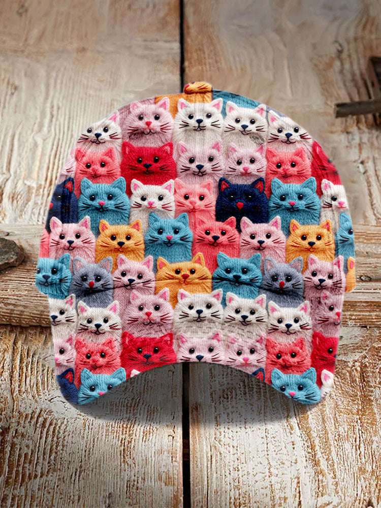 Comstylish Colorful Cute Cats Embroidered Vintage Cap