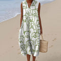 Women's Retro Line Dog Art V-neck Dress artswardrobe