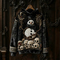 Comstylish Gothic Dark Christmas Snowman Skulls Cozy Plush Hoodie