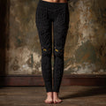 Comstylish Cute Black Cat Face Embroidered Cozy Knit Leggings