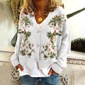 Comstylish Botanical Floral Pattern Sweater Cardigan