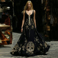 Comstylish Women's Gothic Style Skeleton Art V Neck Sleeveless Maxi Dress