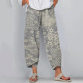 Comstylish Vintage Japanese Art Flower Print Casual Pants