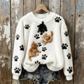Lovely Cats Paw Prints Embroidered Cozy Plush Sweatshirt elevenforest
