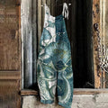Comstylish Vintage Japanese Art Octopus Print Loose Jumpsuit