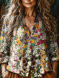 Women's Vintage Floral Print Casual Shirt artswardrobe