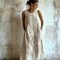 Vintage Floral Art Linen Comfy Tank Dress artswardrobe