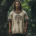 Men's Viking Celtic Knot Wolf Head Linen T-shirt artswardrobe