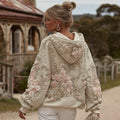 Women's Retro Sparkling Rose Art Print Casual Hoodie artswardrobe