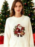 Merry Christmas Santa Claus Knitted Print Cardigan Sweater artswardrobe